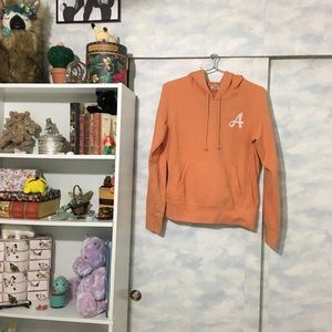American Eagle Orange Hoodie Letter A